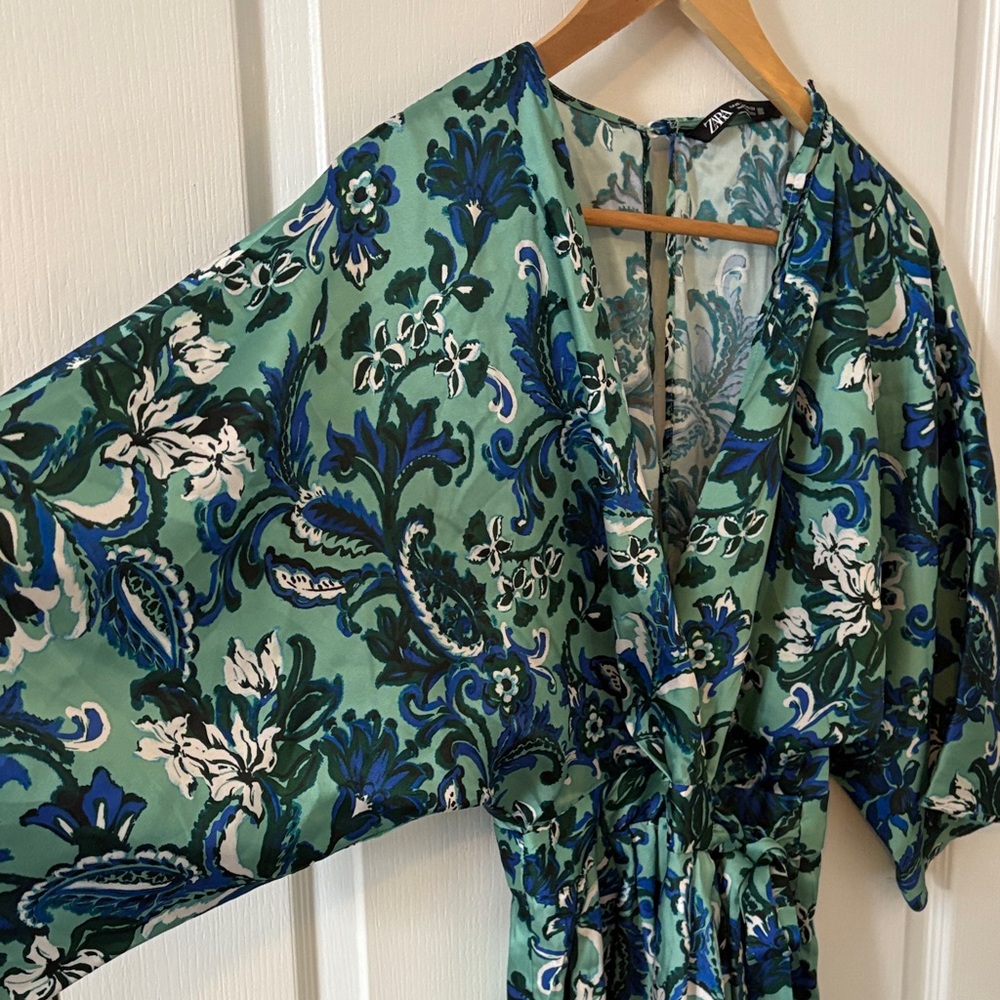 Zara Green and Blue Floral Jumpsuit - Picture 3 of 8